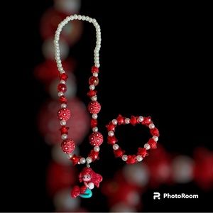 Red Mermaid Necklace and Bracelet Set